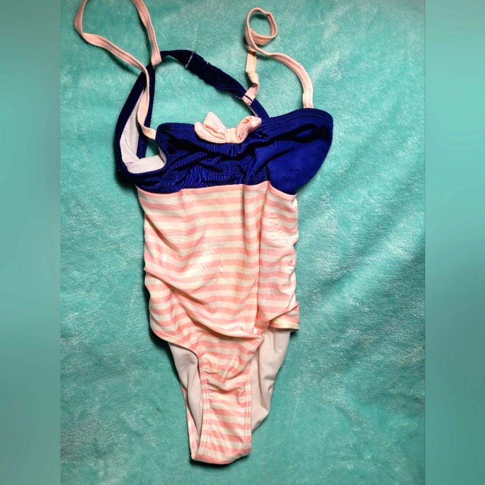 Size 8 #Gymboree girls swimsuit blue & pink classic chic